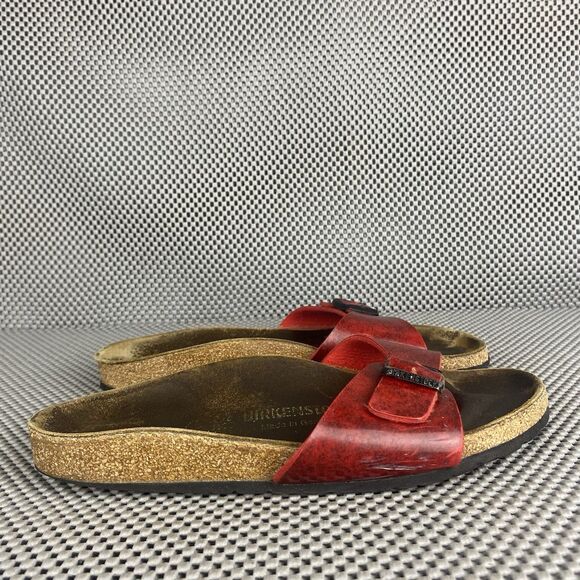 Birkenstock Madrid Sandals Womens 37 Red Buckle Slide On Casual Made In Germany - Picture 2 of 15